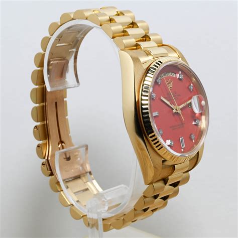 rolex day date red stella dial|More.